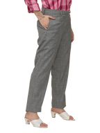 Women's Pleated Solid Formal Trouser, Grey Dobby