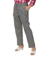 Women's Pleated Solid Formal Trouser, Grey Dobby