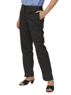 Women's Pleated Solid Formal Trouser, Black and Brown Checkered