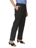 Women's Pleated Solid Formal Trouser, Black and Brown Checkered