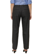 Women's Pleated Solid Formal Trouser, Black and Brown Checkered
