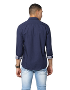 Men's Blue Long Sleeve Slim Fit Casual Shirt
