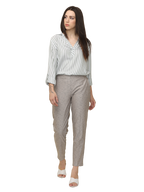 Women's Grey  Elasticated Slim Fit Formal Trouser