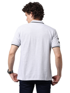 Men's Grey Melange Classic Half Sleeves Polo T-Shirt