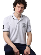 Men's Grey Melange Classic Half Sleeves Polo T-Shirt
