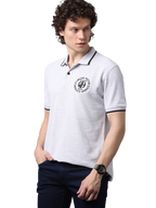Men's Grey Melange Classic Half Sleeves Polo T-Shirt