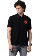 Men's Classic Black with Red Contrast Half Sleeves Polo T-Shirt