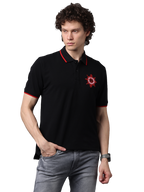 Men's Classic Black with Red Contrast Half Sleeves Polo T-Shirt