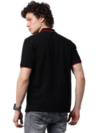 Men's Classic Black with Red Contrast Half Sleeves Polo T-Shirt