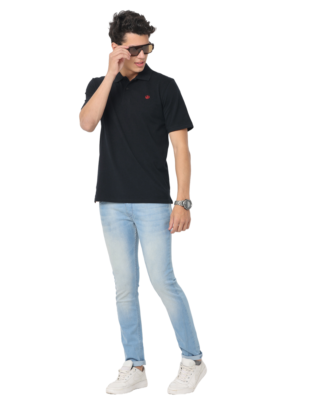 Men's Short Sleeve Polo T-Shirt, Black