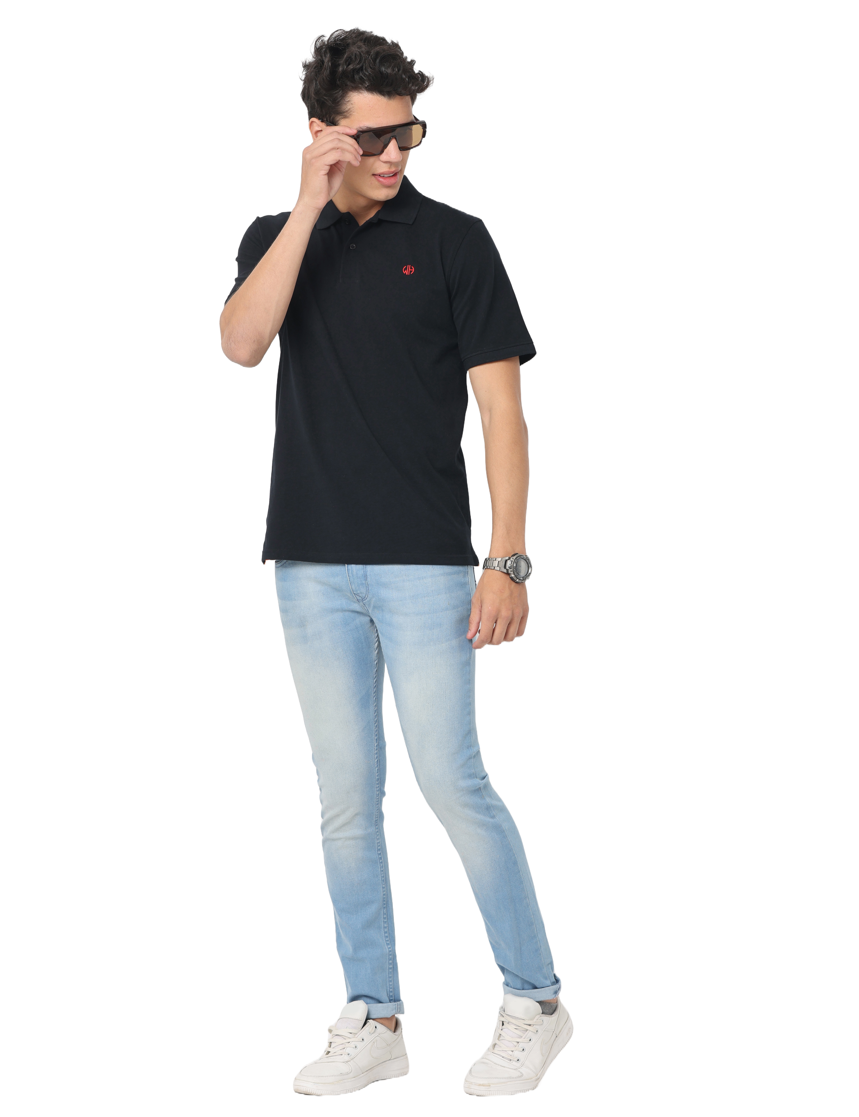 Men's Short Sleeve Polo T-Shirt, Black