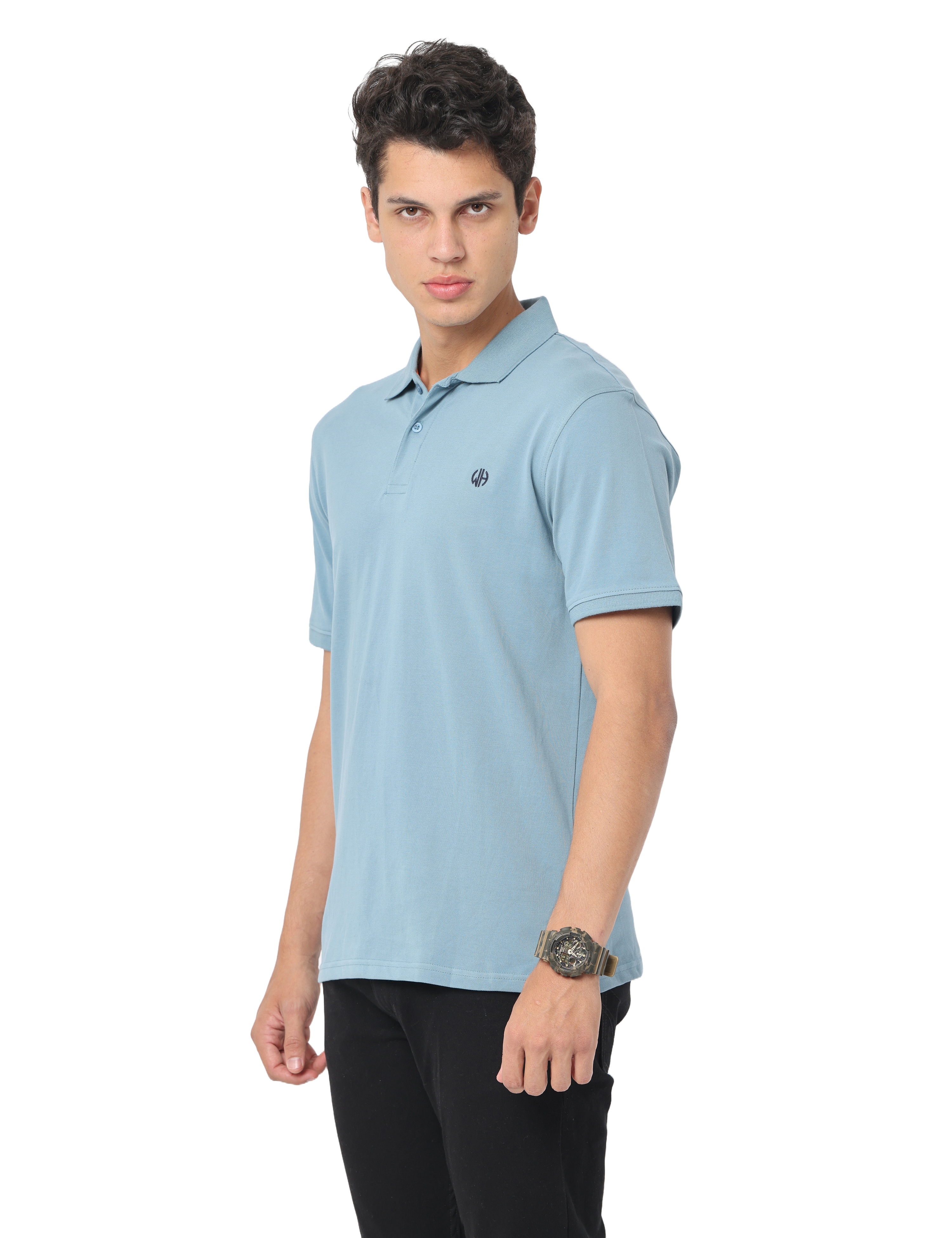 Men's Light Blue Short Sleeve Polo T-Shirt