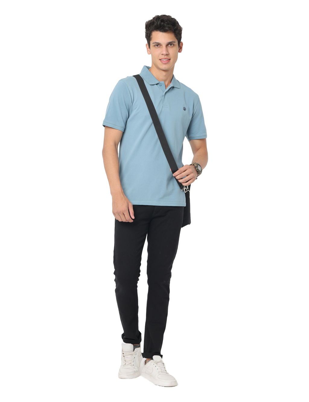 Men's Light Blue Short Sleeve Polo T-Shirt