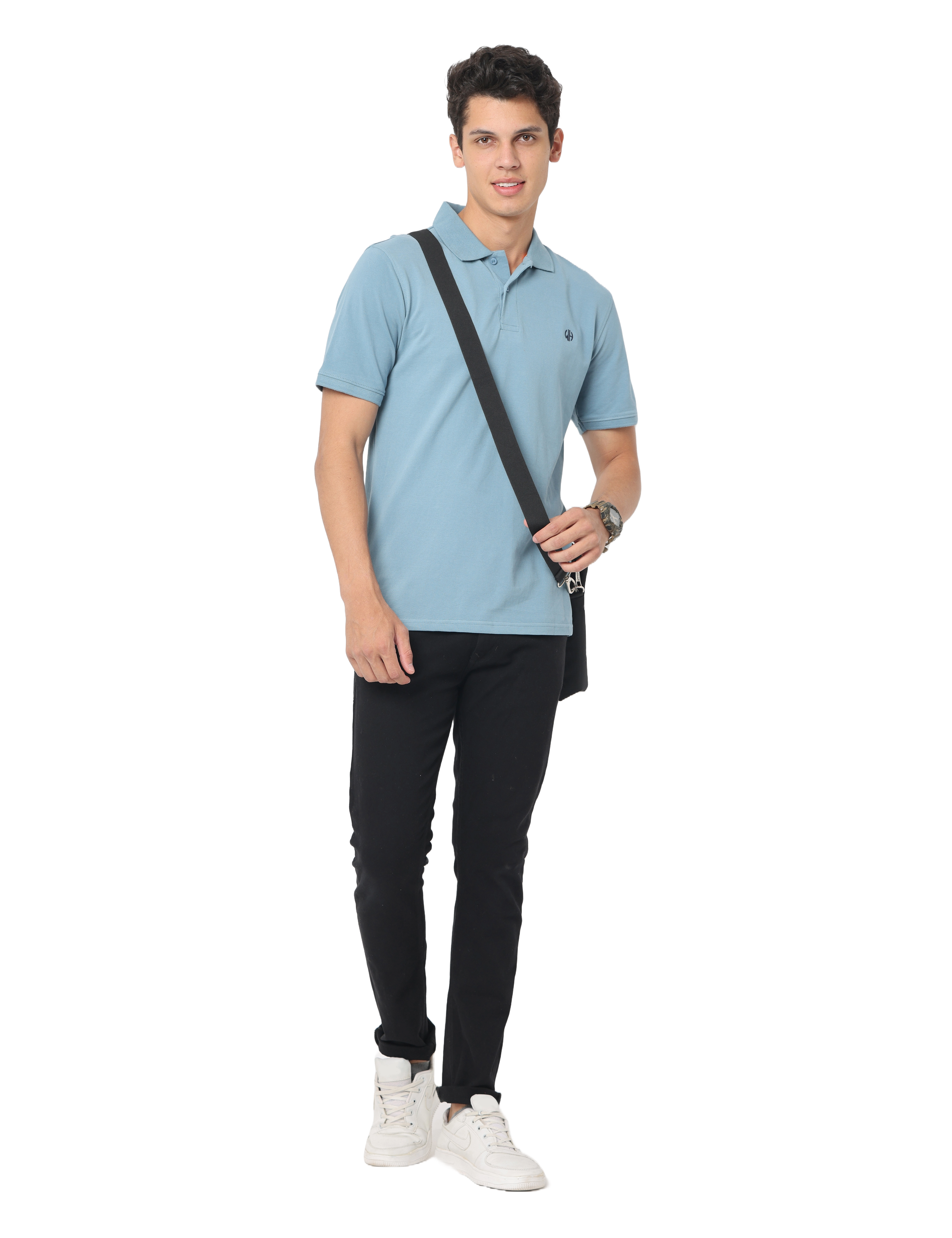 Men's Light Blue Short Sleeve Polo T-Shirt