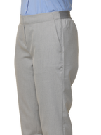 Women's Grey Checked Elasticated Slim Fit Formal Trouser
