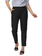 Women's Elaticated Formal Trousers, Twill Black