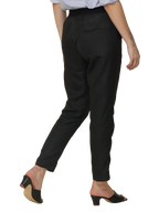 Women's Elaticated Formal Trousers, Twill Black