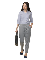 Women's Solid Grey Elasticated Slim Fit Formal Trouser