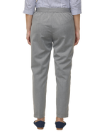 Women's Solid Grey Elasticated Slim Fit Formal Trouser