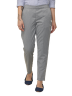 Women's Solid Grey Elasticated Slim Fit Formal Trouser