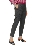 Women's Dark Grey Elasticated Slim Fit Formal Trouser