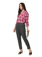Women's Dark Grey Elasticated Slim Fit Formal Trouser