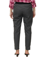 Women's Dark Grey Elasticated Slim Fit Formal Trouser