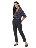Women's Black Elasticated Slim Fit Formal Trouser