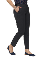 Women's Black Elasticated Slim Fit Formal Trouser