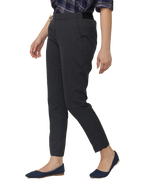 Women's Black Elasticated Slim Fit Formal Trouser