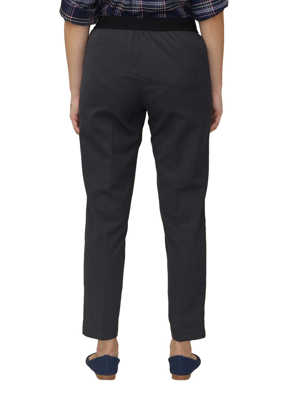 Women's Black Elasticated Slim Fit Formal Trouser