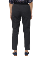 Women's Black Elasticated Slim Fit Formal Trouser