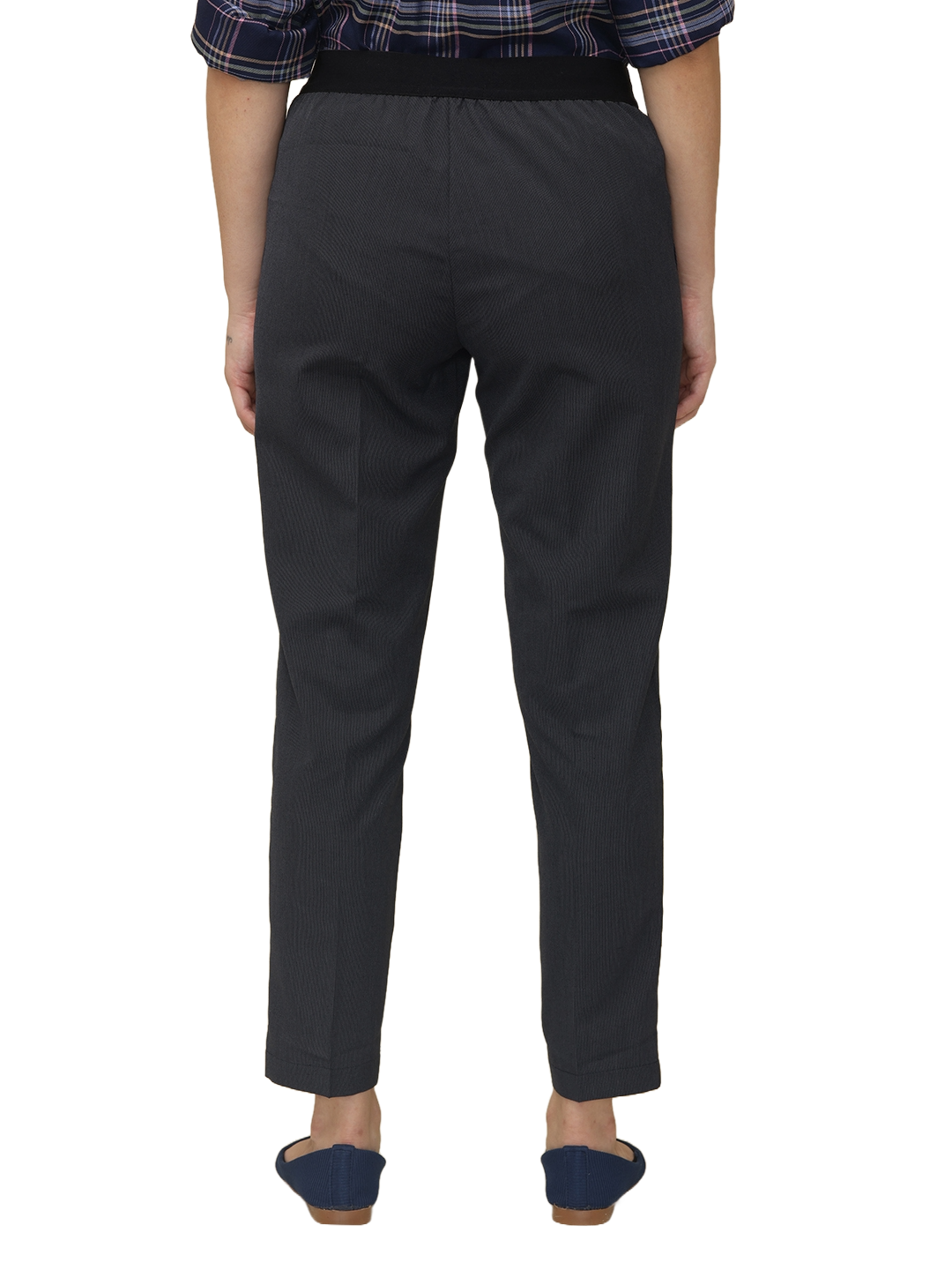 Women's Black Elasticated Slim Fit Formal Trouser