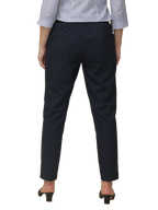 Women's Black Checked Elasticated Slim Fit Formal Trouser