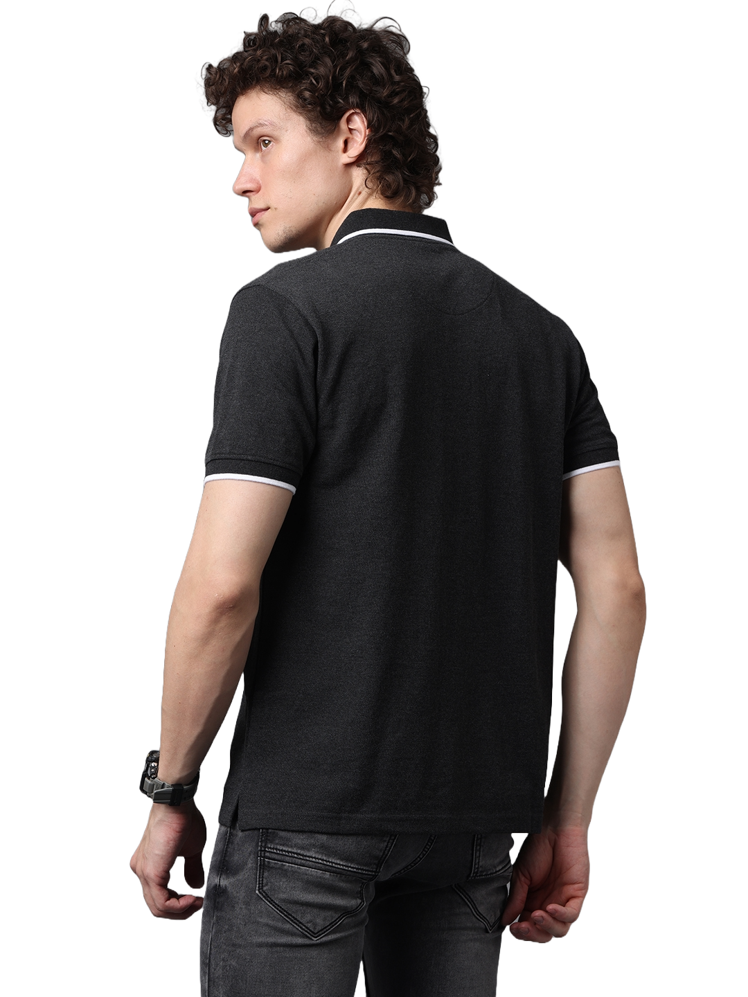 Men's Charcoal Black Classic Half Sleeves Polo T-Shirt