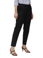 Women's Black Elasticated Slim Fit Formal Trouser