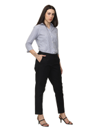 Women's Black Elasticated Slim Fit Formal Trouser