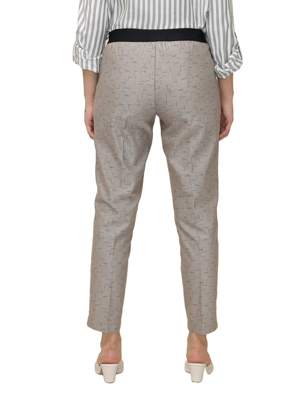 Women's Grey  Elasticated Slim Fit Formal Trouser