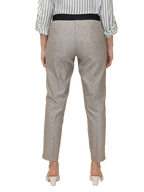 Women's Grey  Elasticated Slim Fit Formal Trouser
