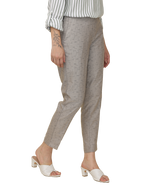 Women's Grey  Elasticated Slim Fit Formal Trouser